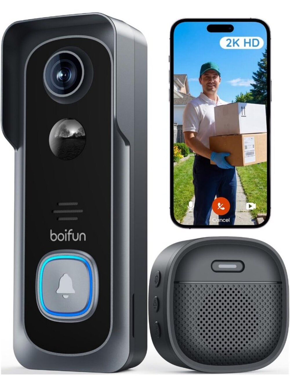 Wireless Video Doorbell Camera – 2K HD, No Subscription, Smart Home Security